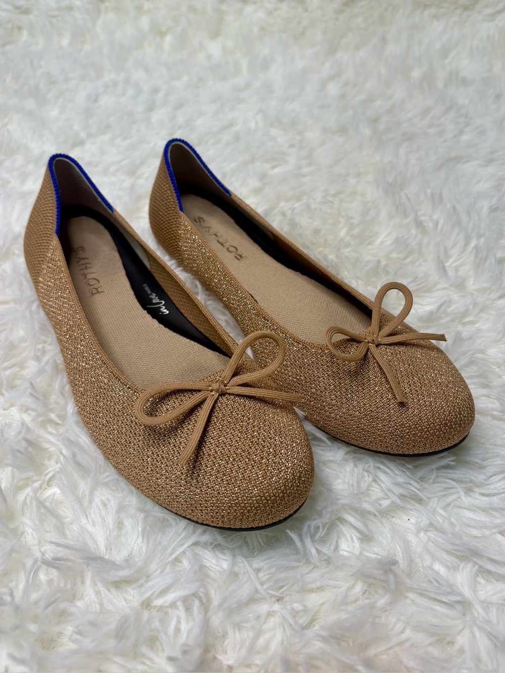 Rothy’s The Ballet Flat with bow in Goldstone Color, size 8